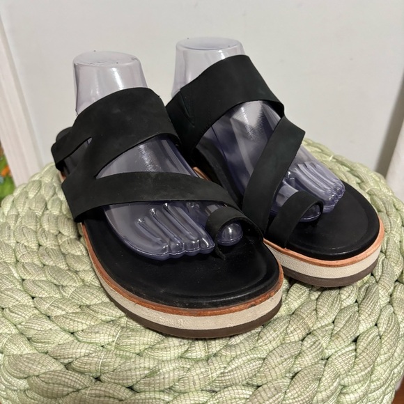 Merrell Juno Black Leather Toe Loop Slip On Wrap Sandals - Picture 4 of 9